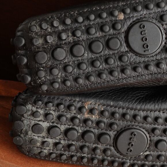 Gucci Loafers Womens SZ EU 34.5 US 4.5 BLK Leather Driving Slip On Horsebit Flat - Picture 9 of 16